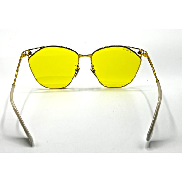 Gucci Sunglasses GG1375SA-002 Womens Gold Metal Cat Eye Frame Yellow Lens 62mm main image 11